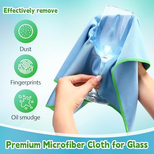 Maxcheck 24 Pack Microfiber Glass Cleaning Cloths, 16" x 16", Blue - color: Blue