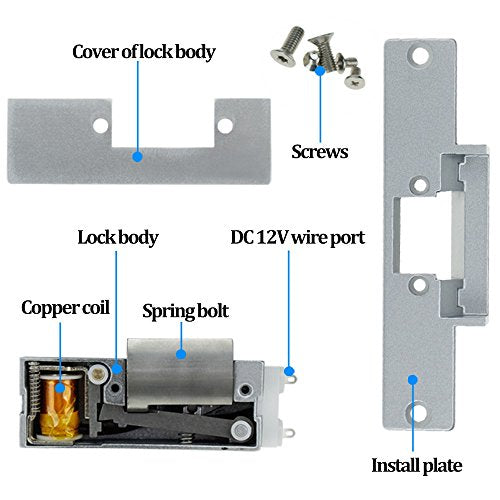 LIBO Electric Strike Lock Electronic Mortise NC Mode Lock a Part Fail Safe for Access Control Wooden Metal Door - style: Indoor, keyless