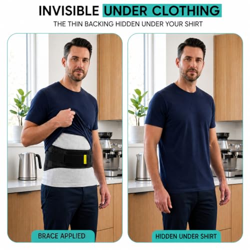 Lower Back Brace for Women and Men, Adjustable Back Brace with Back Support Belt and Back Support Brace, Slim Breathable Lumbar Support for Daily Stability, Back Braces L/XL(Waist:42''-52'')