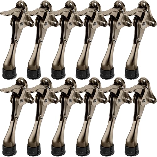 Chumia Heavy Duty Kick Down Door Stopper Metal Doorstop, Bronze, 12 Pcs - color: Bronze