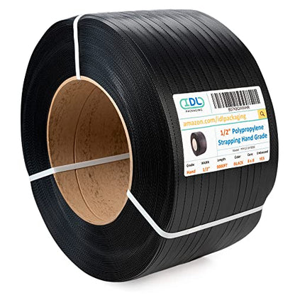IDL Packaging 1/2" x 9000' Polypropylene (PP) Strapping Roll, USA-Made - size: 1/2" x 9000' (8x8" Core), 300 lbs BS