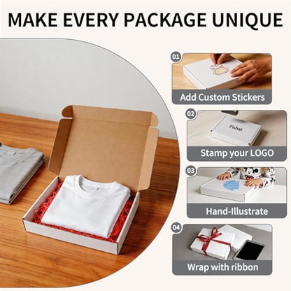 Fishat 12" x 9" x 2" White Corrugated Cardboard Shipping Boxes Set of 25, - size: 12" x 9" x 2"
