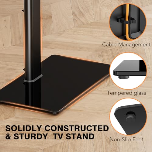 Universal TV Stand Monitor with Mount 100 Degree Swivel Height Adjustable and Tilt Function for 19 to 43 inch LCD, LED OLED TVs,Space Saving Standing Bedroom Living Room Corner,Black - size: 19"-43" SWIVEL FLOOR TV STAND (No SHELVES)