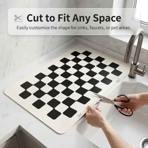 Mellon Checkered Expresso Mat in Different Colors,Kitchen Counter Mat - color: Black Checkered