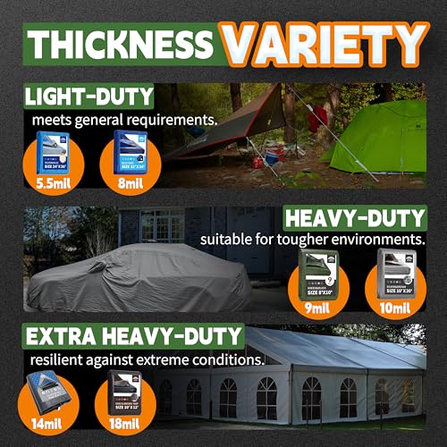 RAINDEWAY 6x8 Feet(3 Pack) Tarps Heavy Duty Waterproof,10Mil Tarp Cover - color: Silver/Brown, size: 6x8 Feet (3 Pack)-Finished size