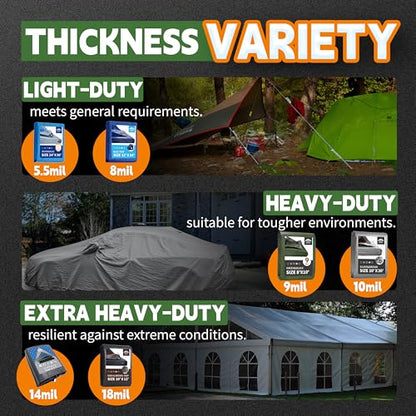 RAINDEWAY 4x6 Feet(3 Pack) Tarps Heavy Duty Waterproof,10Mil Small Tarp - color: Silver/Brown, size: 4x6 Feet (3 Pack)-Finished size