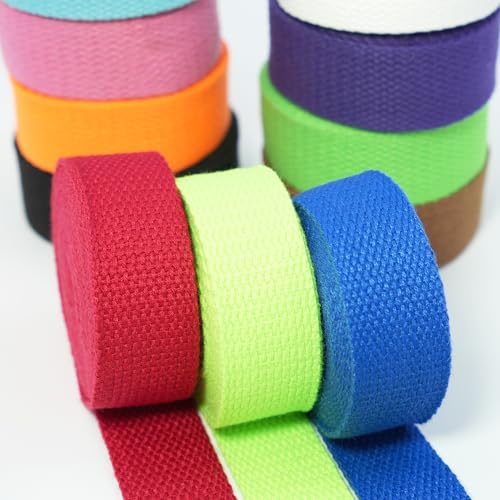 Cotton Webbing 1 inch 1.5 inch 2 inch Webbing Tote Strap Canvas Straps for Bags, 10 25 50 3.3 Yards Cotton Polyester Webbing - color: Blue, size: 1 Inch x 10 Yards