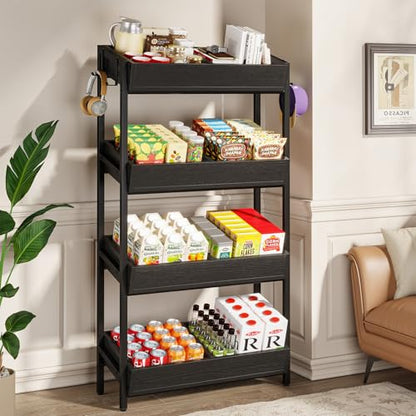 Tribesigns 4-Tier Retail Display Rack Stand, Wooden Snack Candy Rack, Heavy-Duty Wood Metal Concession Stands, Storage Shelf Organizer for Potato Chip (2, Black) - color: Black