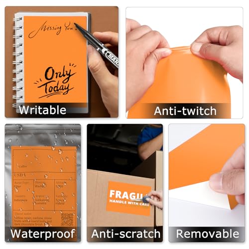Orange Thermal Labels 4 × 6 Inch Waterproof Vinyl Stickers 250 PCS - color: Orange
