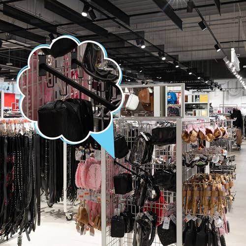 Therwen 4 Pcs Gridwall Waterfall Hangers with 5 Hooks Metal Gridwall Accessories 16.5 Inch Square Tubing Straight Arm Garment Hook for Home Shop Retail Clothing Display(Black)