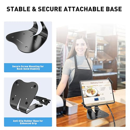 AboveTEK Anti-Theft iPad Kiosk Stand, 360° Swivel POS Tablet Mount with Security Cable & Key, Fits 7–13-inch iPad & Samsung Galaxy Tab, Perfect for Retail & Business