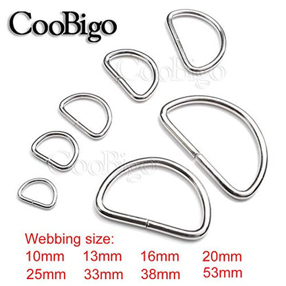 CooBigo 50 Pack 1-1/2" Dee Rings D-Ring Metal Buckle Strap Sewing Accessories FLQ015 - color: Silver, size: 1-1/2 Inch