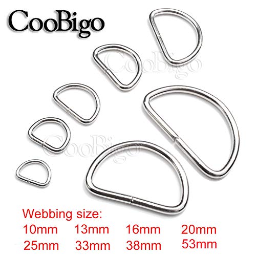 CooBigo 100 Pack 5/8" Dee Rings D-Ring Metal Buckle Strap Sewing Accessories FLQ051-C - color: Silver, size: 5/8 Inch