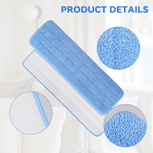 Microfiber Mop Pad for Rubbermaid Commercial 20 Inch Mop Head - 8 Pack Wet & Dry Commercial Cleaning Refills Reusable Mop Refills Fit for Any Microfiber Flat Mop System 18" to 21" - color: Blue-20inch-8pack