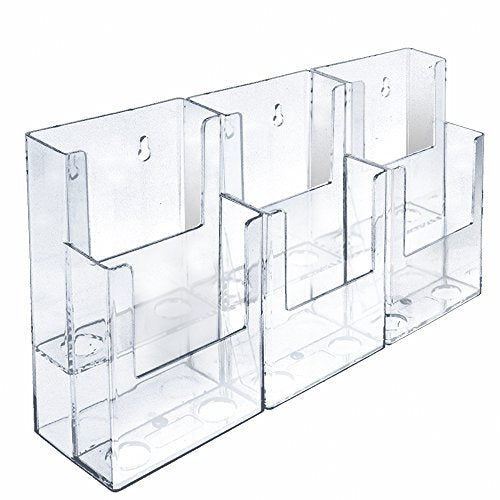 Azar Displays 252808 12.5" W x 3.75" D x 7" H 6-Pocket Tri-Fold Brochure Counter Display (2 Pack) - size: 2 Tier 6 Pocket