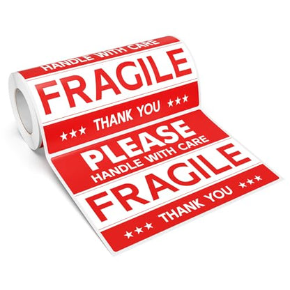 120 PCS Fragile Stickers Handle with Care Labels 4 × 6 Inches Vinyl - style: Style Two