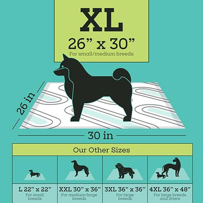 Pet Life Unlimited Smart Prints XL Puppy Pads for Dogs, Potty Training Pee Pads, 52 Count, 26" x 30", Leak-Proof, Super Absorbent, Quick-Dry, Patterned Pads with Odor Control, Made in USA - size: XL 26" x 30" 52-Count