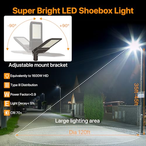 400W LED Parking Lot Light: 60000LM, 150LM/W 5000K Slip Fitter - size: 400W Slip Fitter Mount