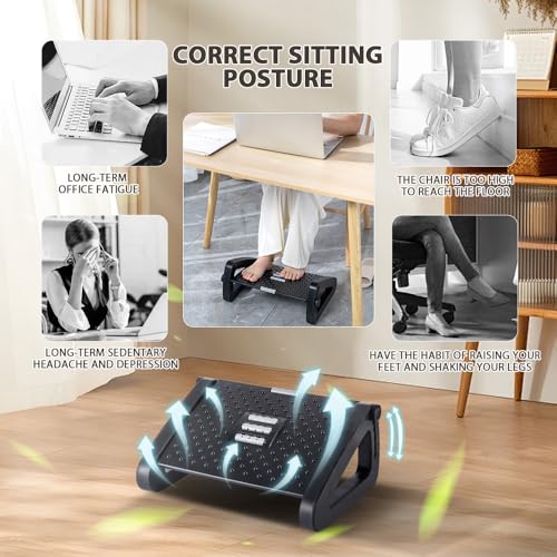 CasaZenith Foot Rest, Six Heights Adjustable Foot Rest Under Desk at Work - color: Black