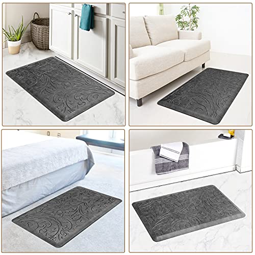 KMAT 2PCS Kitchen Mat Cushioned Anti-Fatigue Comfort Standing Mat Rug - color: Grey, size: 1'5" x 2'4"+1'5" x 2'4" (Rectangular)