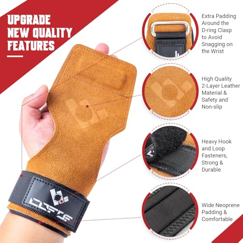 Weight Lifting Wrist Strap, Double-Layer Leather for Deadlift Powerlifting - color: Brown