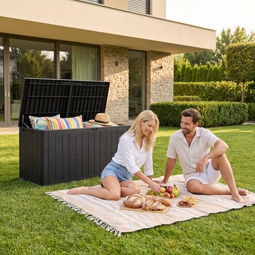 UDPATIO Deck Box - color: Black, size: 100 Gallon