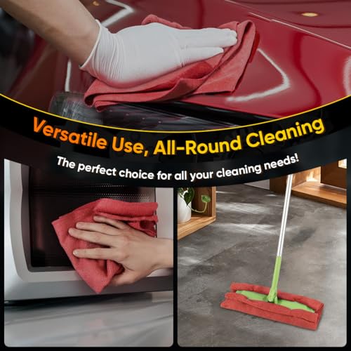 HOMEXCEL Microfiber Cleaning Cloth 200 PK, Towels for Cars, Shop Rags, Red - color: Red