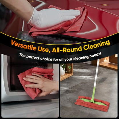 HOMEXCEL Microfiber Cleaning Cloth 200 PK, Towels for Cars, Shop Rags, Red - color: Red
