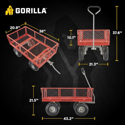 Gorilla Carts Steel Utility Cart, 800 lb Capacity, 4 Cu Ft., Black - color: Black Mesh