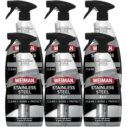 Weiman Stainless Steel Cleaner & Polish Spray, 6 Pack, Anti-Fingerprint - size: 22 Fl Oz (Pack of 6)