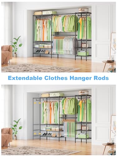 Ulif E11 Heavy-Duty Garment Rack, Metal Clothes Rack, Load 1034lbs, Black - color: Black
