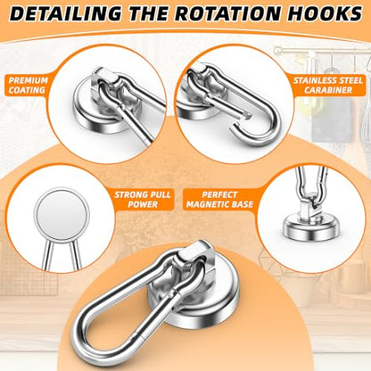 FINDMAG Magnetic Hooks, 70LBS Neodymium Magnet Hooks Heavy Duty, 6 Pack - size: 0.98in