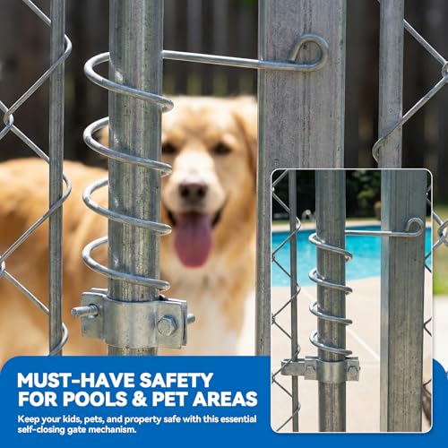 Automatic Chain Link Self Closing gate Closer. Adjustable Closing Tension, for 1-1/4" to 1-5/8" Diameter Door Frame Tubes，Works Great for Pool and Dog Gates or Any Chainlink gate