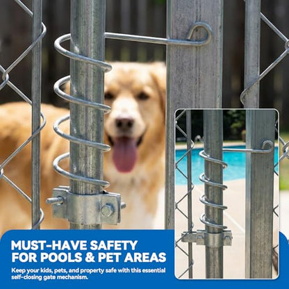 Automatic Chain Link Self Closing gate Closer. Adjustable Closing Tension, for 1-1/4" to 1-5/8" Diameter Door Frame Tubes，Works Great for Pool and Dog Gates or Any Chainlink gate