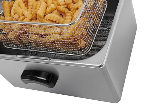 Kratos Commercial Electric Countertop Deep Fryer, 10 lb. Fryer with Basket, Stainless Steel Fryer for Restaurants, Concession Stands
