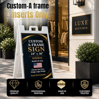 Custom Sandwich Board Signs Outdoor Waterproof A-Frame Signs Printed in USA - color: A-Frame Inserts