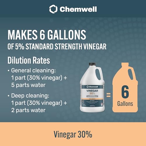 Chemwell 30% Vinegar (1 Gallon) - General Purpose All-Natural Multi-Surface Cleaner for Home, Patio & Commercial - High Performance, Powerful Concentrated Acetic Acid - Made in USA - color: 30% - 1 Gallon