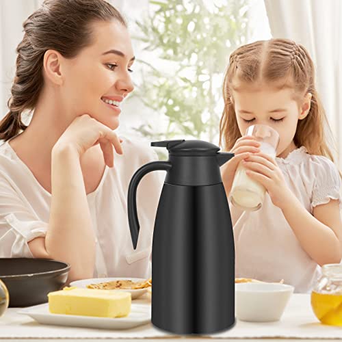 70oz Thermal Coffee Carafe Insulated Coffee Thermos, Stainless Steel Insulated Vacuum Coffee Carafes For Keeping Hot, Double Walled Insulated Vacuum Flask, Tea Water Coffee Dispenser Airpot - color: Black