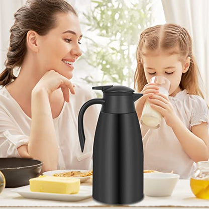 70oz Thermal Coffee Carafe Insulated Coffee Thermos, Stainless Steel Insulated Vacuum Coffee Carafes For Keeping Hot, Double Walled Insulated Vacuum Flask, Tea Water Coffee Dispenser Airpot - color: Black