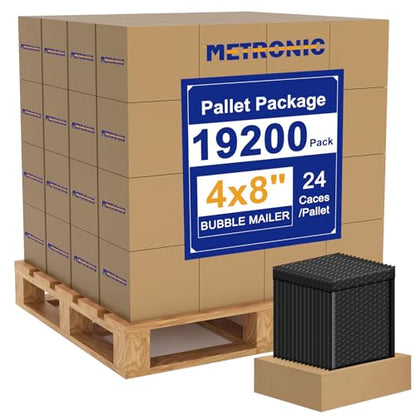 METRONIC 4x8" Bubble Mailers 19200 Pack Waterproof Black Padded Envelopes - color: Black, size: 4X8" 19200PC