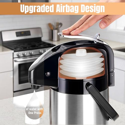 Coffee Carafe, 102 fl oz/3 L Airpot Coffee Dispenser with Pump - color: 3L-Stainless Steel Color