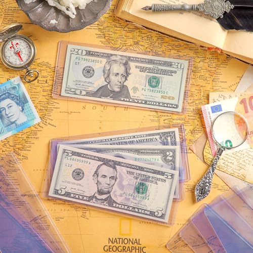 Uncle Paul 100PCS Banknotes Top-Insert Holders - Currency PVC - color: 100 Pieces