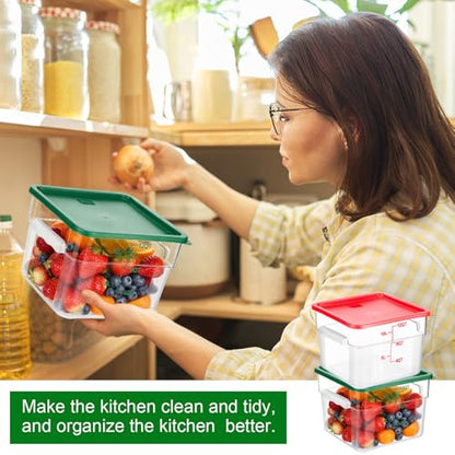 FoldTier 2 Pcs Square Food Storage Containers, Green, Red, 12 Qt - color: Green, Red, size: 12 Qt