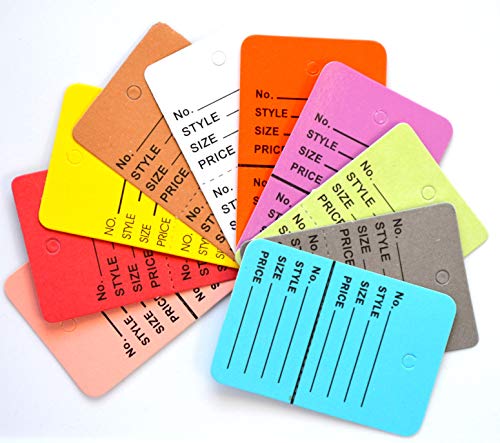 1000 Pcs Multi Colors Manila Tag, 1.25" x 1.88", 2-Part Perforated - color: Multi-colors