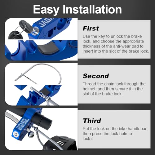 JAGASOL Motorcycle Handlebar Lock, Helmet & Brake Anti-Theft Lock Blue - color: Blue