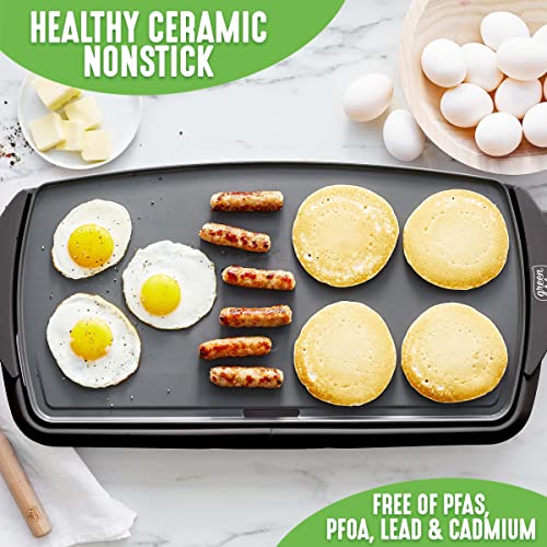 GreenLife 20" Extra Large Electric Griddle, Graphite - color: Graphite Black