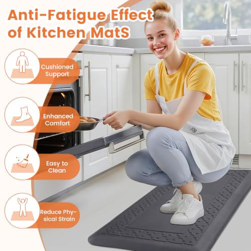 4/5 Inch Thicker Kitchen Mats Anti Fatigue Comfort Mat Standing Desk Rugs - color: Grey, size: 39"L x 17"W x 0.8"Th