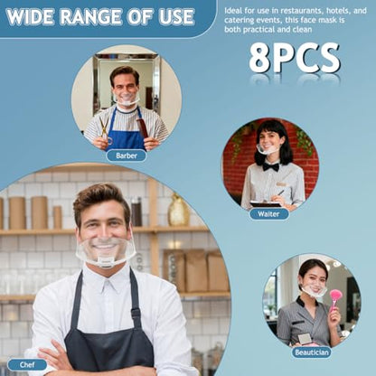 OSALADI 8pcs Chef Food Service Reusable Anti- for Restaurants Washable Face Masks Bulk Pack