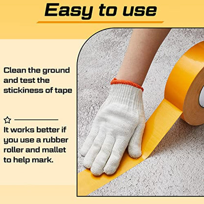 Amylove 230 ft Outdoor Court Tape, 2 in Adhesive for Basketball, Yellow, PE - color: Yellow