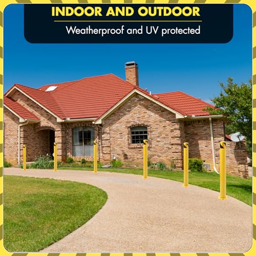 Safety Bollard Post, 30 x 4.5 inch Removable Steel Traffic Parking Barrier Bollards, Yellow, 6 Pack - size: 30"Hx4.5"D